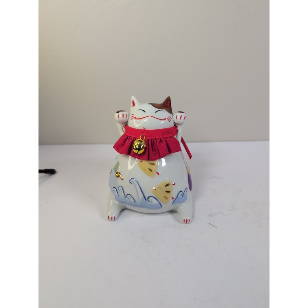 Japanese Lucky Cat Coin Box Maneki Neko Piggy Bank Auspicious Ceramic